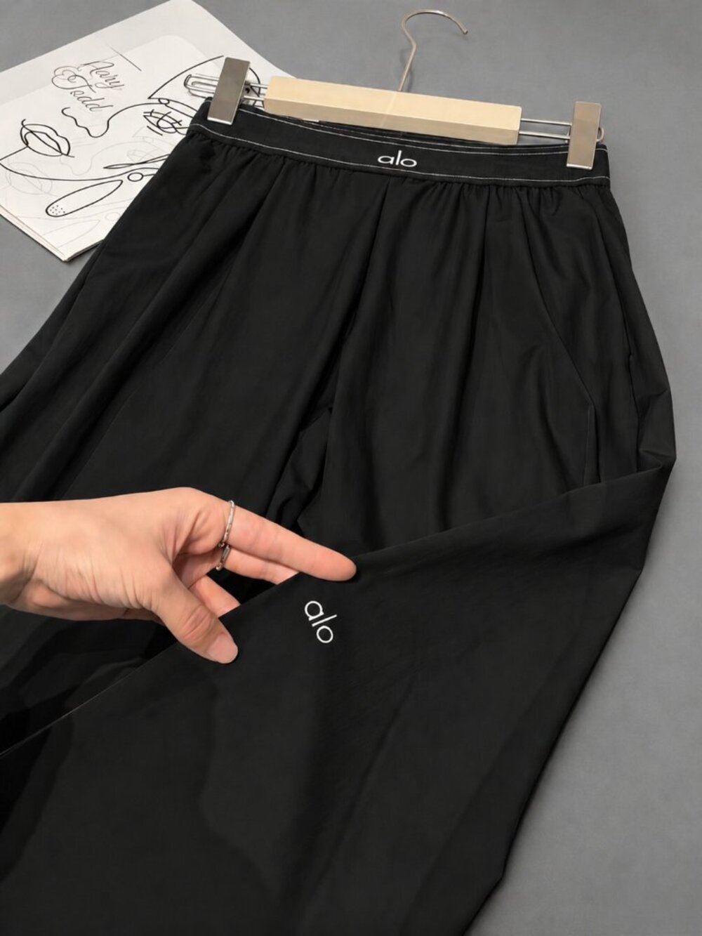 Black ALO Yoga Wide Leg Regular Pants👖Chic Athleisure Office Trousers💞